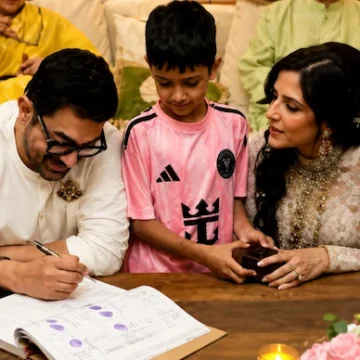 aamir-khan-gauri-spratt-marriage-controversy Aamir Khan and Gauri Spratt after their civil marriage, which has sparked public discussion over an interfaith union.