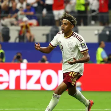 lamine-yamal-spain-france-world-cup-semi-final Lamine Yamal celebrates after helping Spain defeat France 2-0 in the FIFA World Cup semi-final.